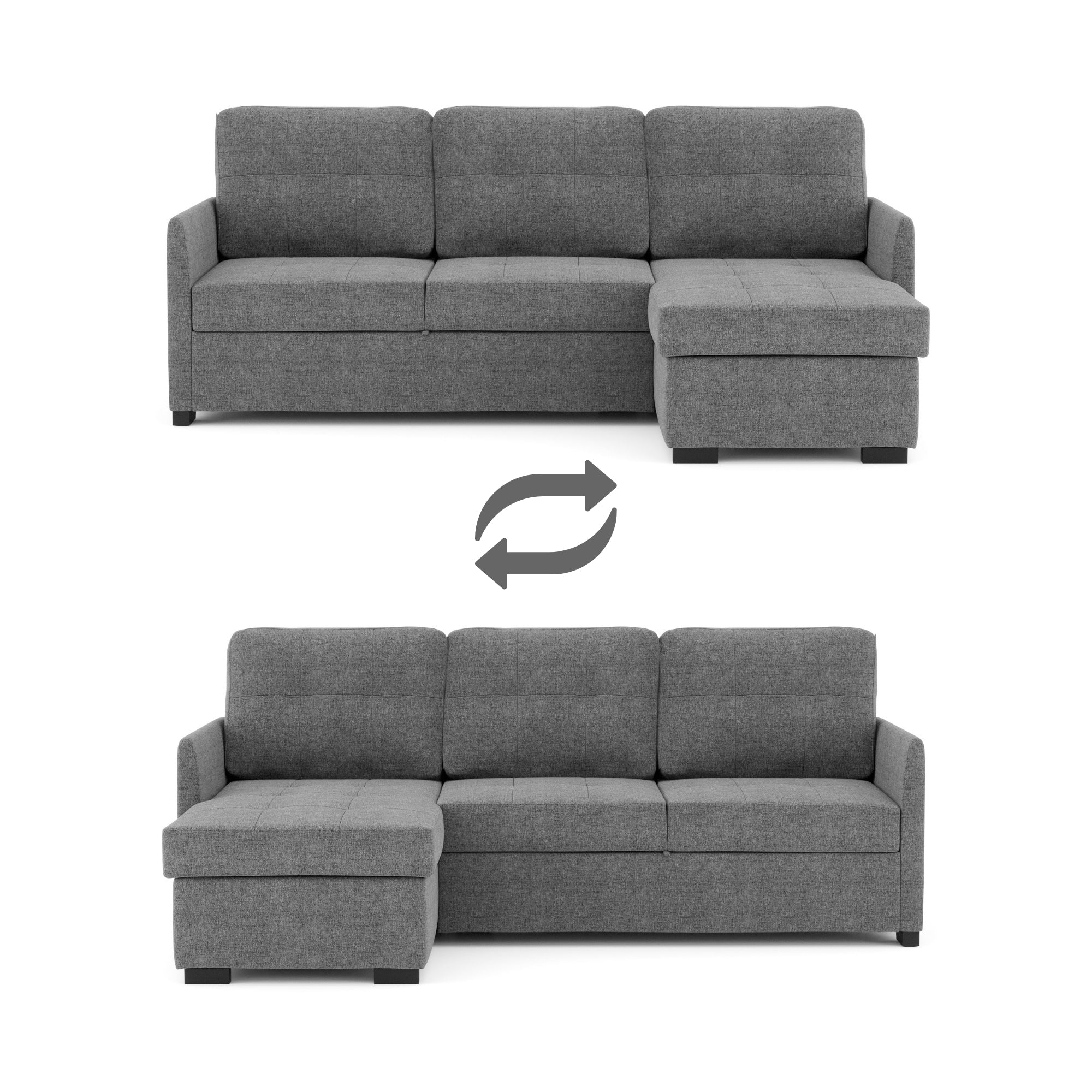 Sofá - cama 3 Lugares com chaise longue GOSLING - Gato Preto