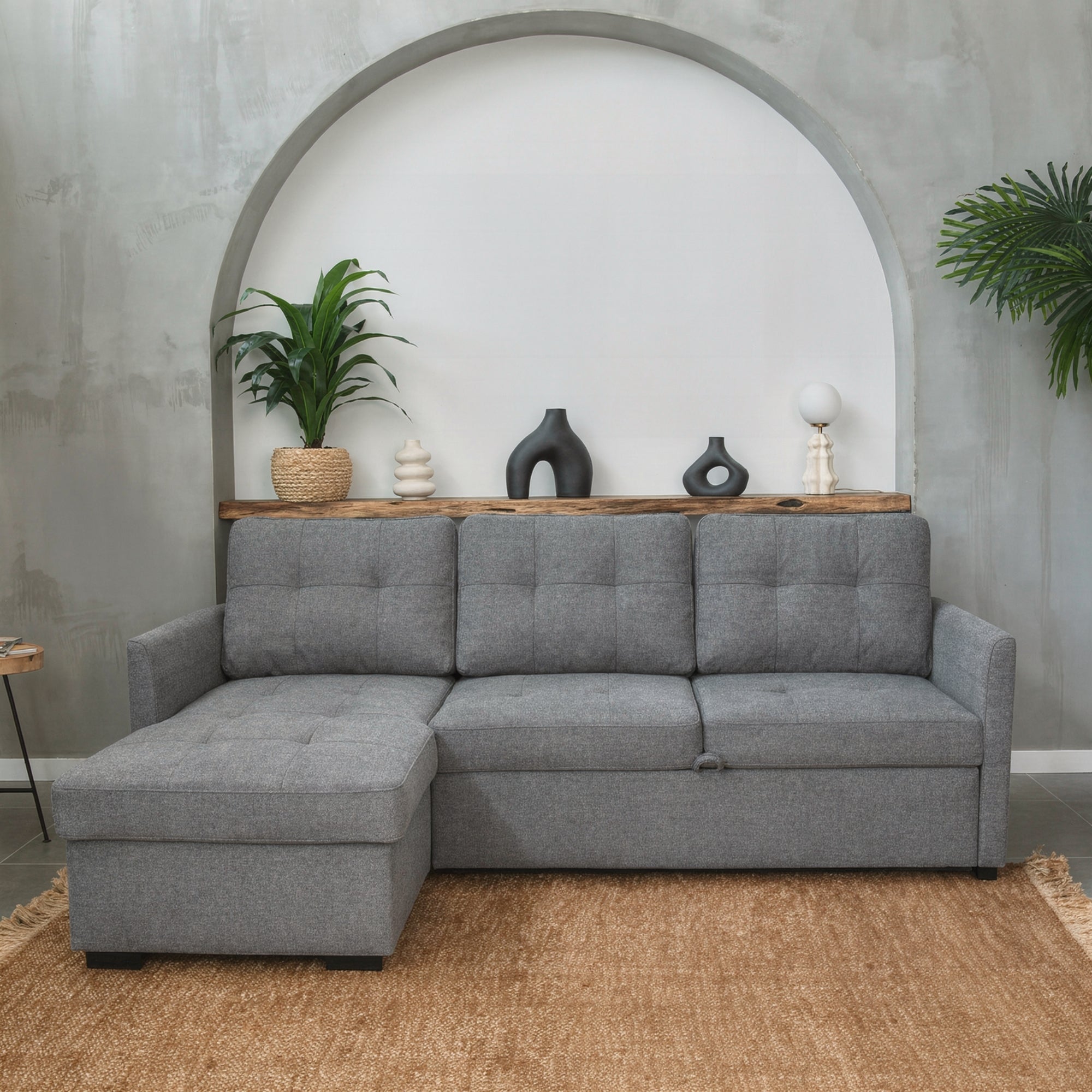 Sofá - cama 3 Lugares com chaise longue GOSLING - Gato Preto