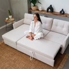 Sofá - cama 3 Lugares com chaise longue GOSLING - Gato Preto