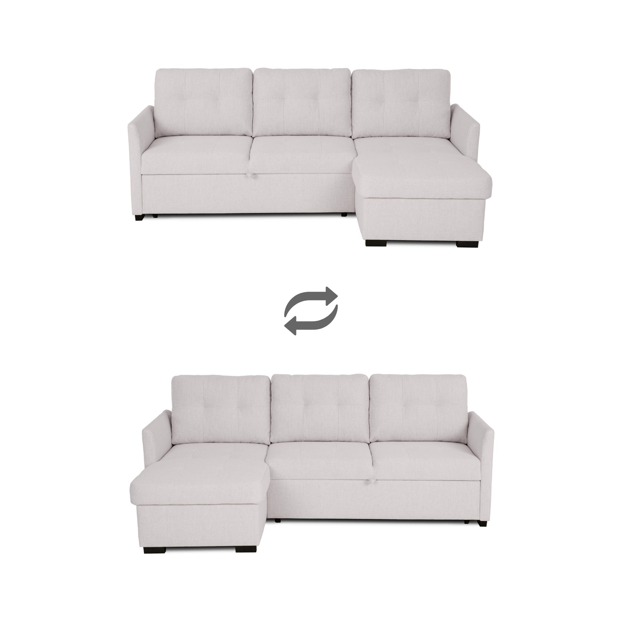 Sofá - cama 3 Lugares com chaise longue GOSLING - Gato Preto