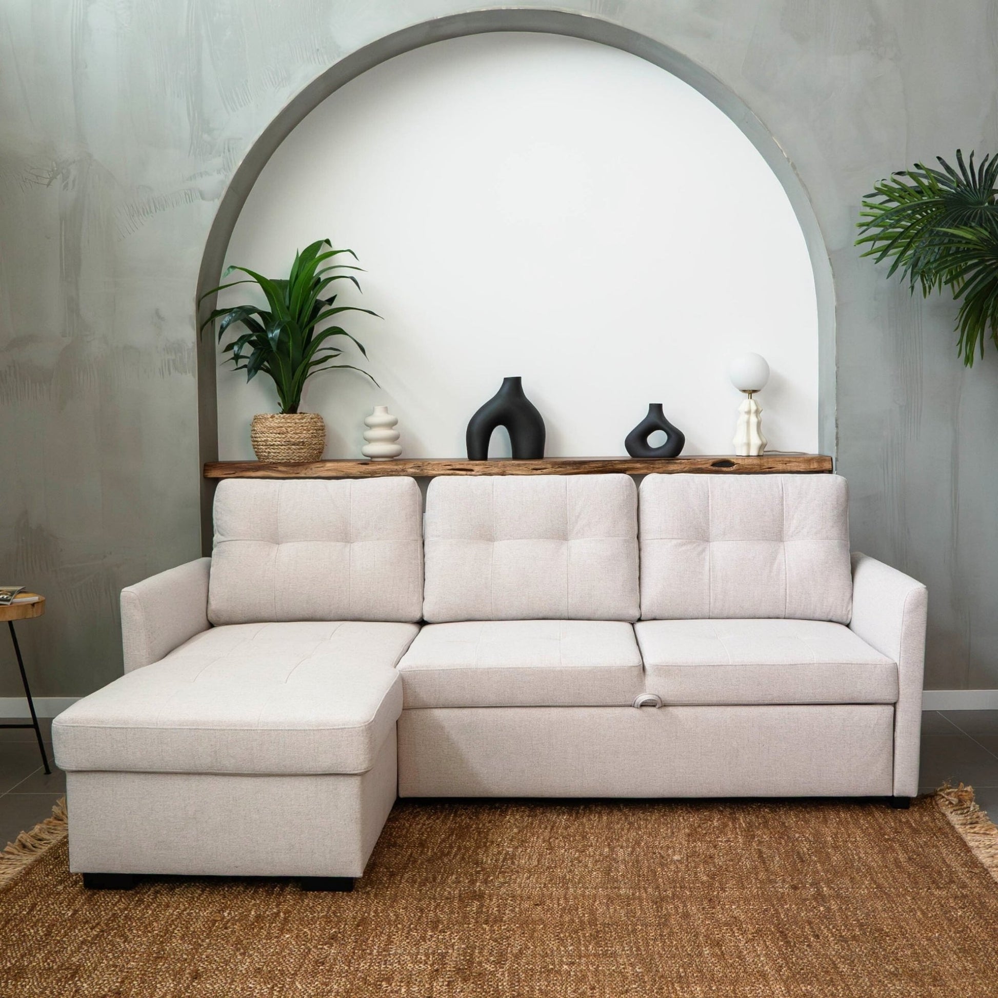 Sofá - cama 3 Lugares com chaise longue GOSLING - Gato Preto