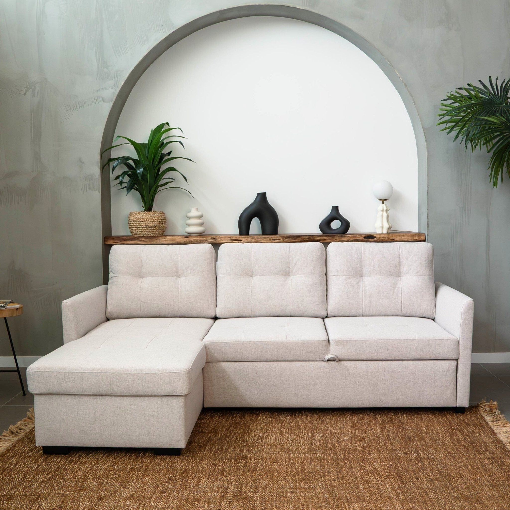 Sofá - cama 3 Lugares com chaise longue GOSLING - Gato Preto