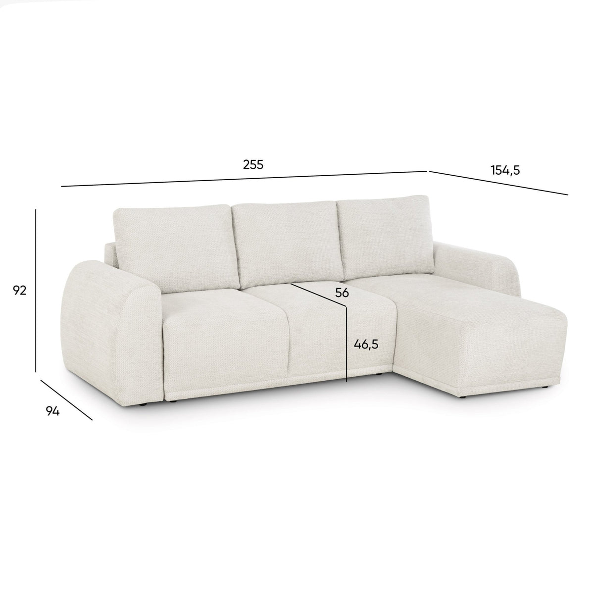 Sofá Cama 3 Lugares com CHL Reversivel STONE - Gato Preto