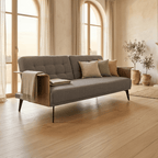 Sofá Cama Cinza com Estrutura em Madeira e Sistema Click - Clack MOVE - Gato Preto