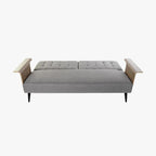 Sofá Cama Cinza com Estrutura em Madeira e Sistema Click - Clack MOVE - Gato Preto