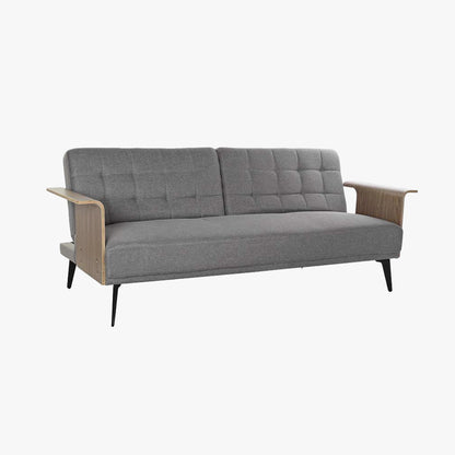 Sofá Cama Cinza com Estrutura em Madeira e Sistema Click - Clack MOVE - Gato Preto