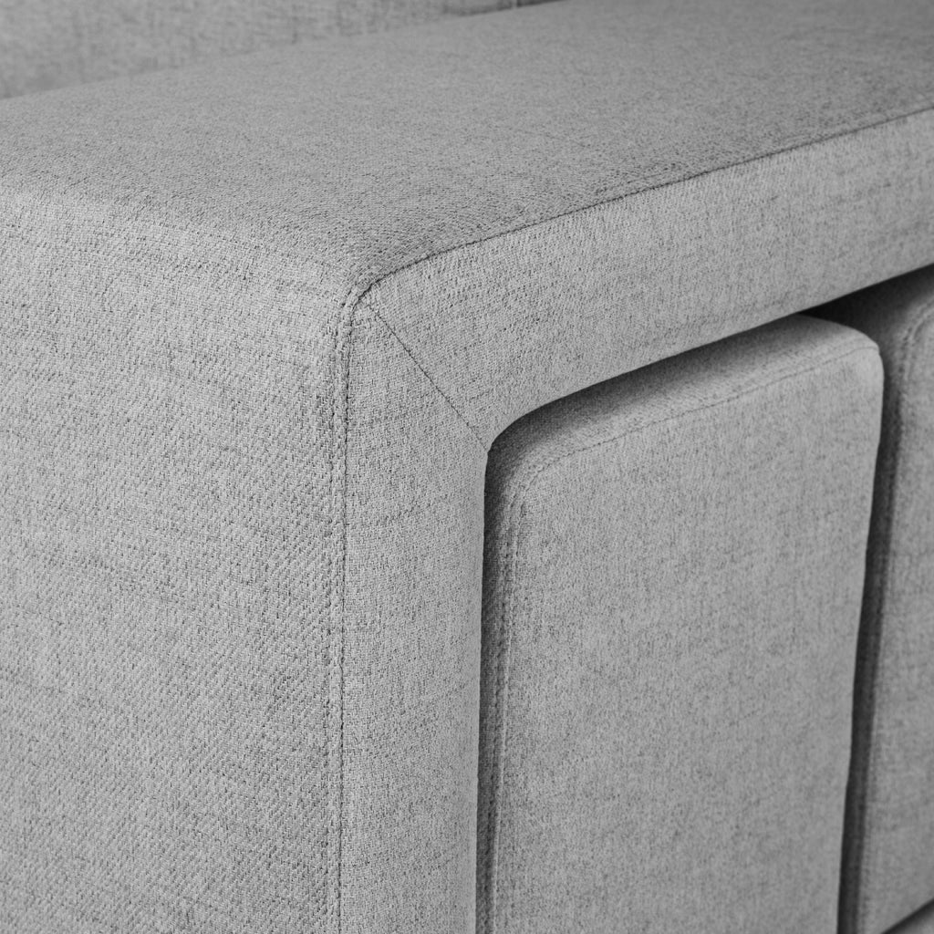 Sofá cama com 2 pufes bege AVERY - Gato Preto