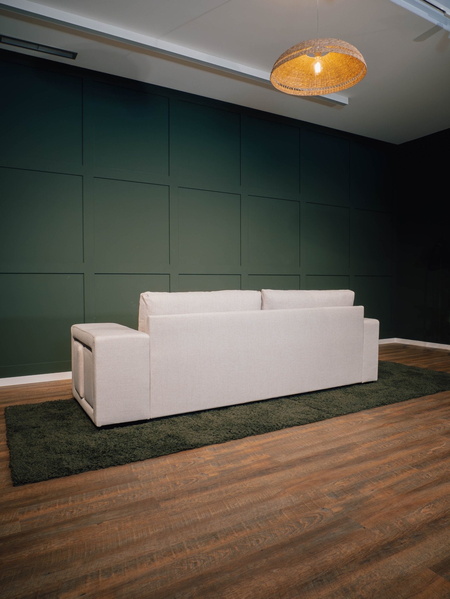 Sofá cama com 2 pufes bege AVERY - Gato Preto