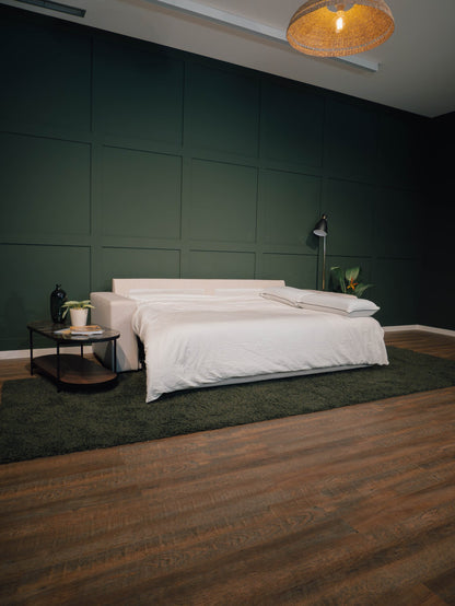 Sofá cama com 2 pufes bege AVERY - Gato Preto