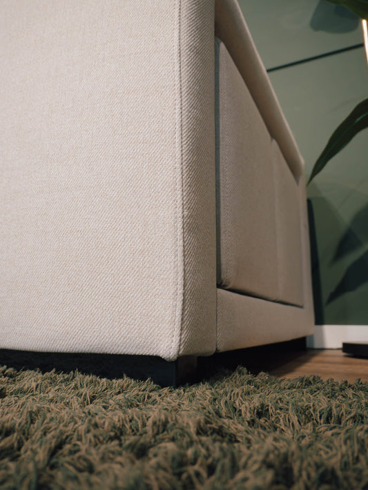 Sofá cama com 2 pufes bege AVERY - Gato Preto