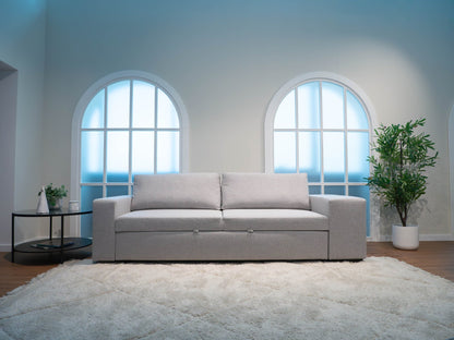 Sofá cama com 2 pufes cinza AVERY - Gato Preto