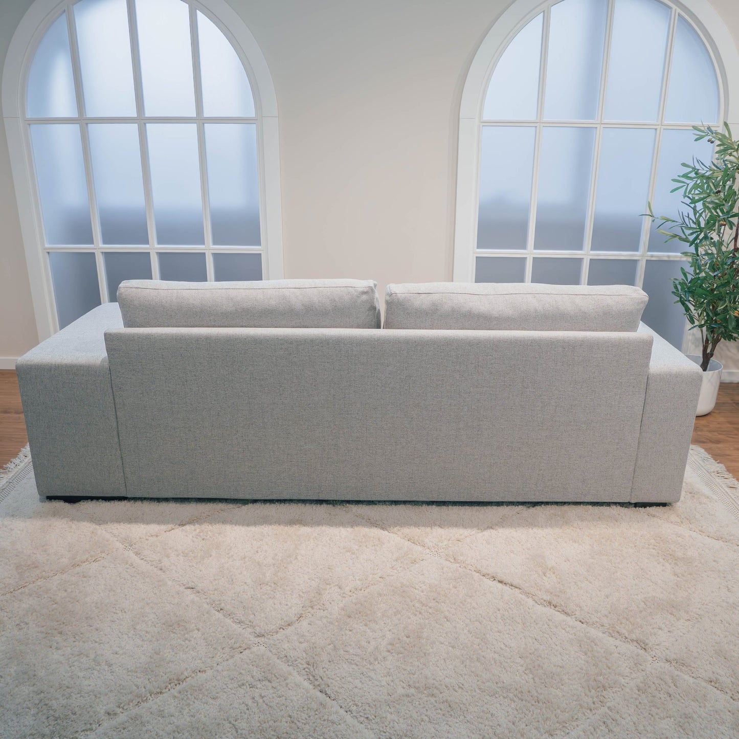 Sofá cama com 2 pufes cinza AVERY - Gato Preto