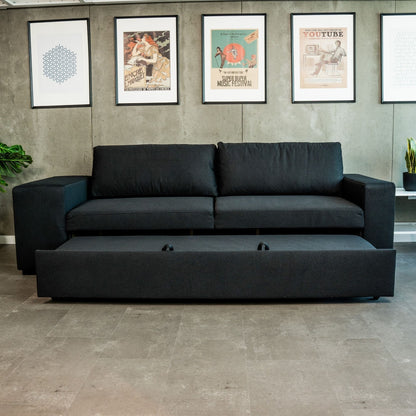 Sofá cama com 2 pufes preto AVERY - Gato Preto