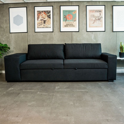 Sofá cama com 2 pufes preto AVERY - Gato Preto