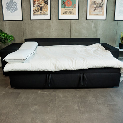 Sofá cama com 2 pufes preto AVERY - Gato Preto