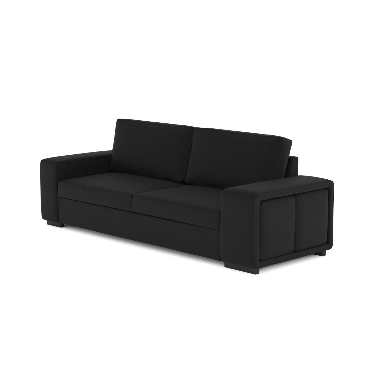 Sofá cama com 2 pufes preto AVERY - Gato Preto