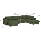 Sofá Cama com Chaise Longue à Esquerda e Pufe à Direita Verde CRAIG - Gato Preto