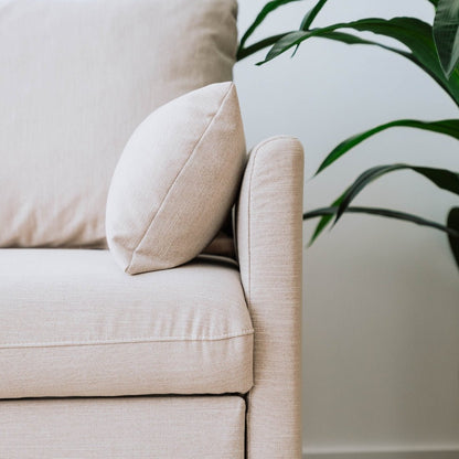 Sofá cama com chaise longue e arrumação bege ORLANDO - Gato Preto