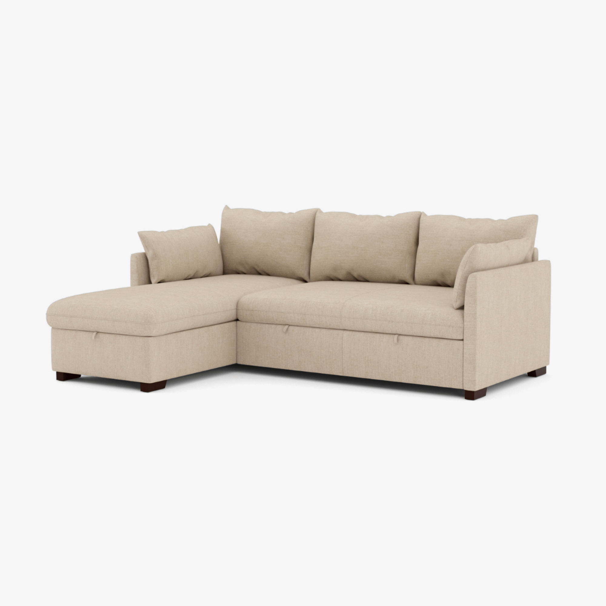 Sofá cama com chaise longue e arrumação bege ORLANDO - Gato Preto