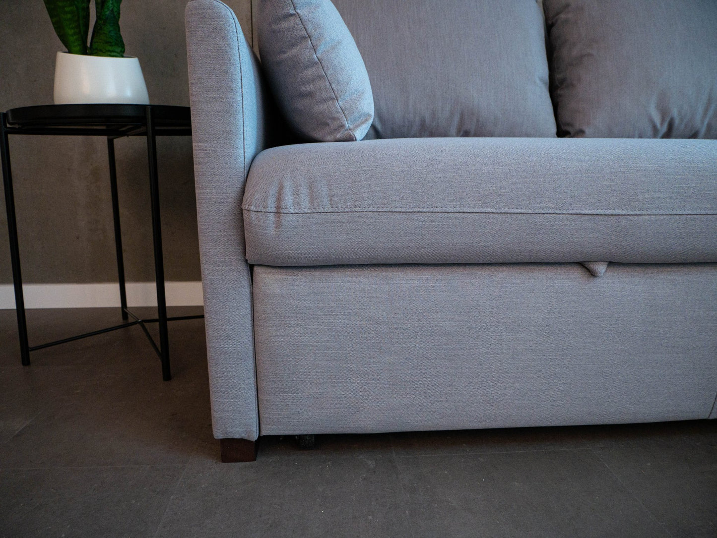 Sofá cama com chaise longue e arrumação bege ORLANDO - Gato Preto