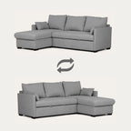 Sofá cama com chaise longue e arrumação cinza ORLANDO - Gato Preto