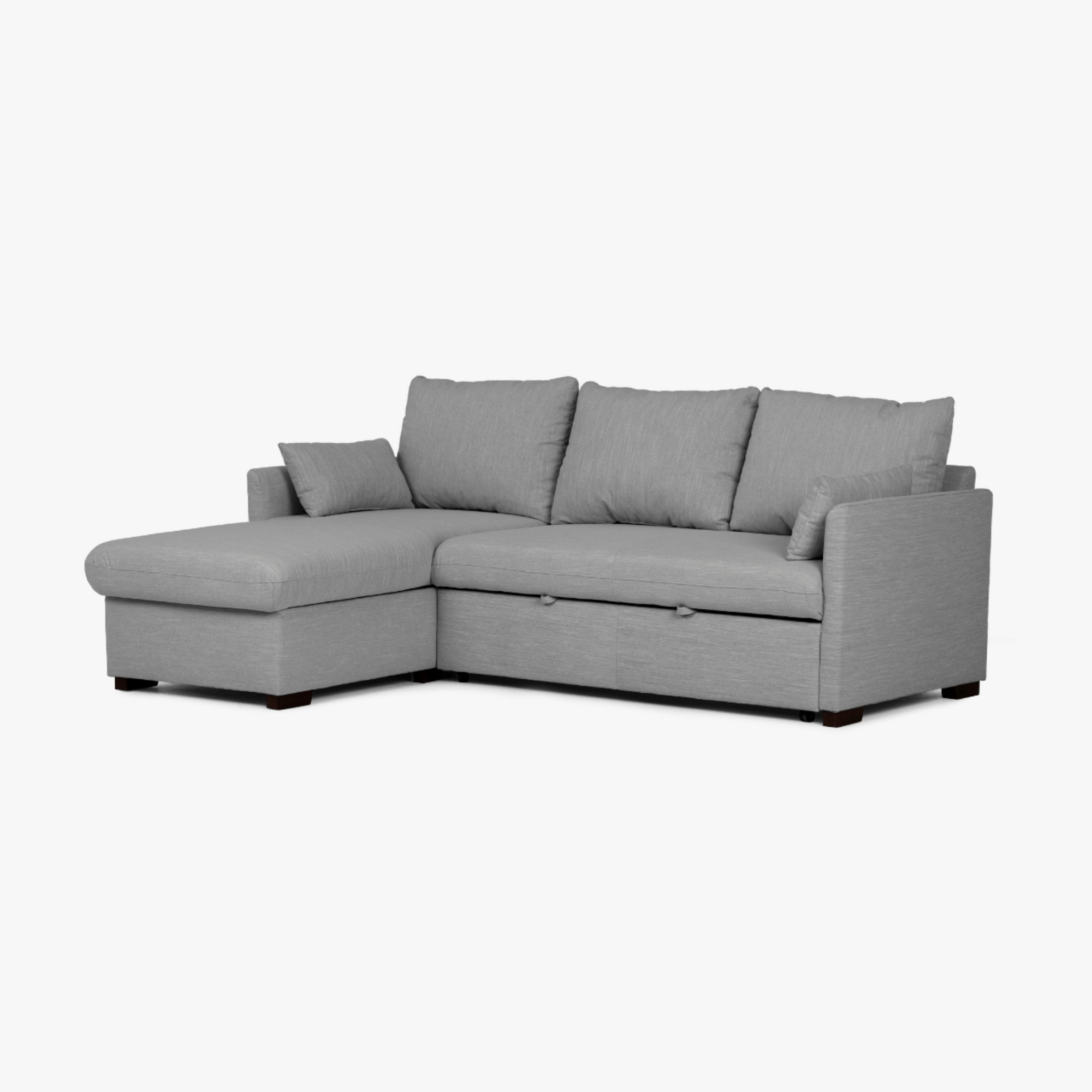 Sofá cama com chaise longue e arrumação cinza ORLANDO - Gato Preto