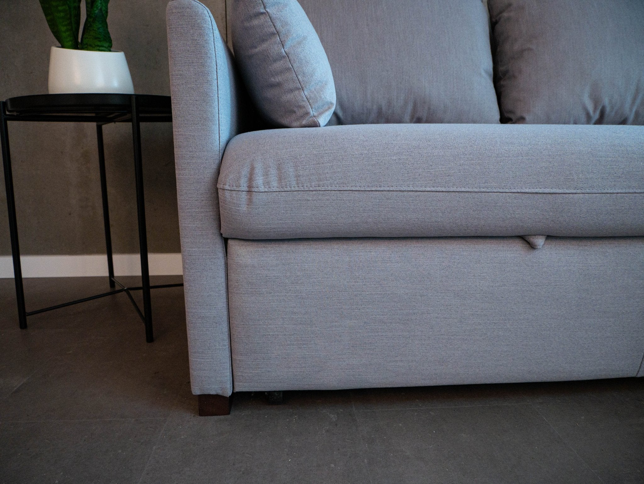 Sofá cama com chaise longue e arrumação cinza ORLANDO - Gato Preto
