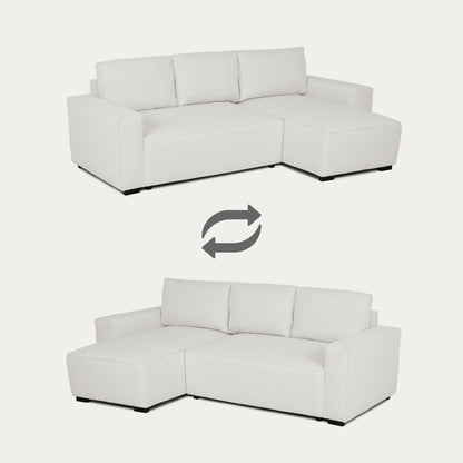 Sofá cama com chaise longue reversível bege JADE - Gato Preto