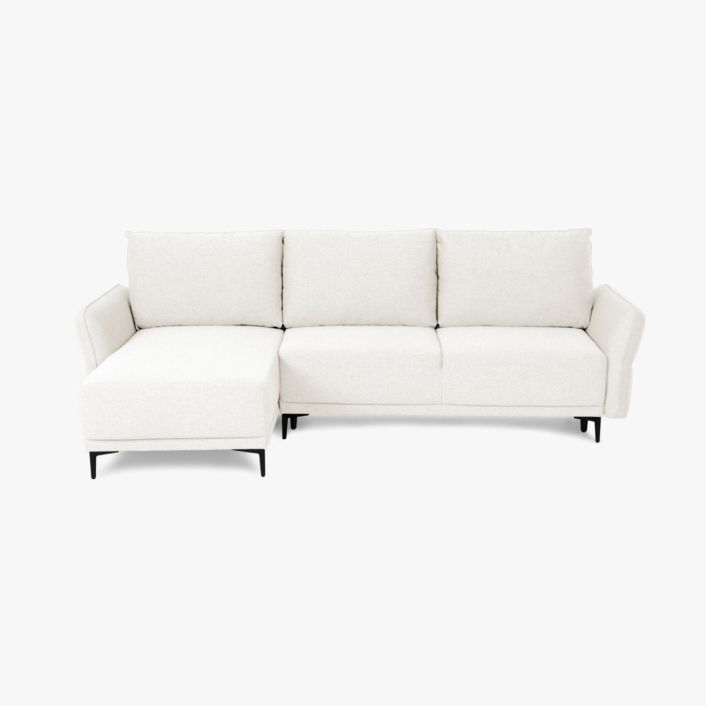 Sofá cama com chaise longue reversível bege TOBY - Gato Preto