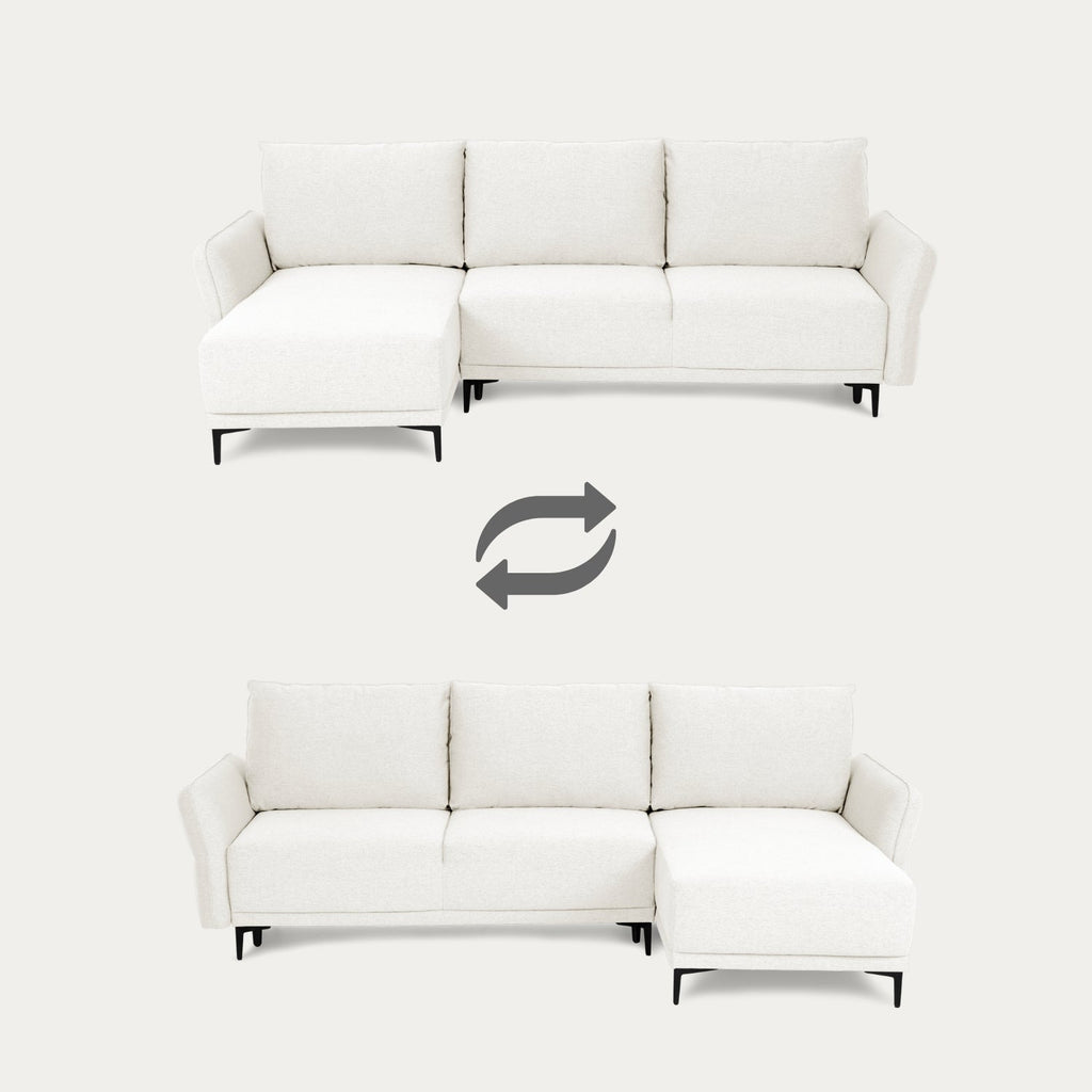 Sofá cama com chaise longue reversível bege TOBY - Gato Preto