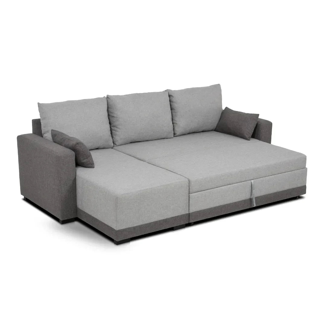 Sofá cama com chaise longue reversível bicolor LEAH - Gato Preto