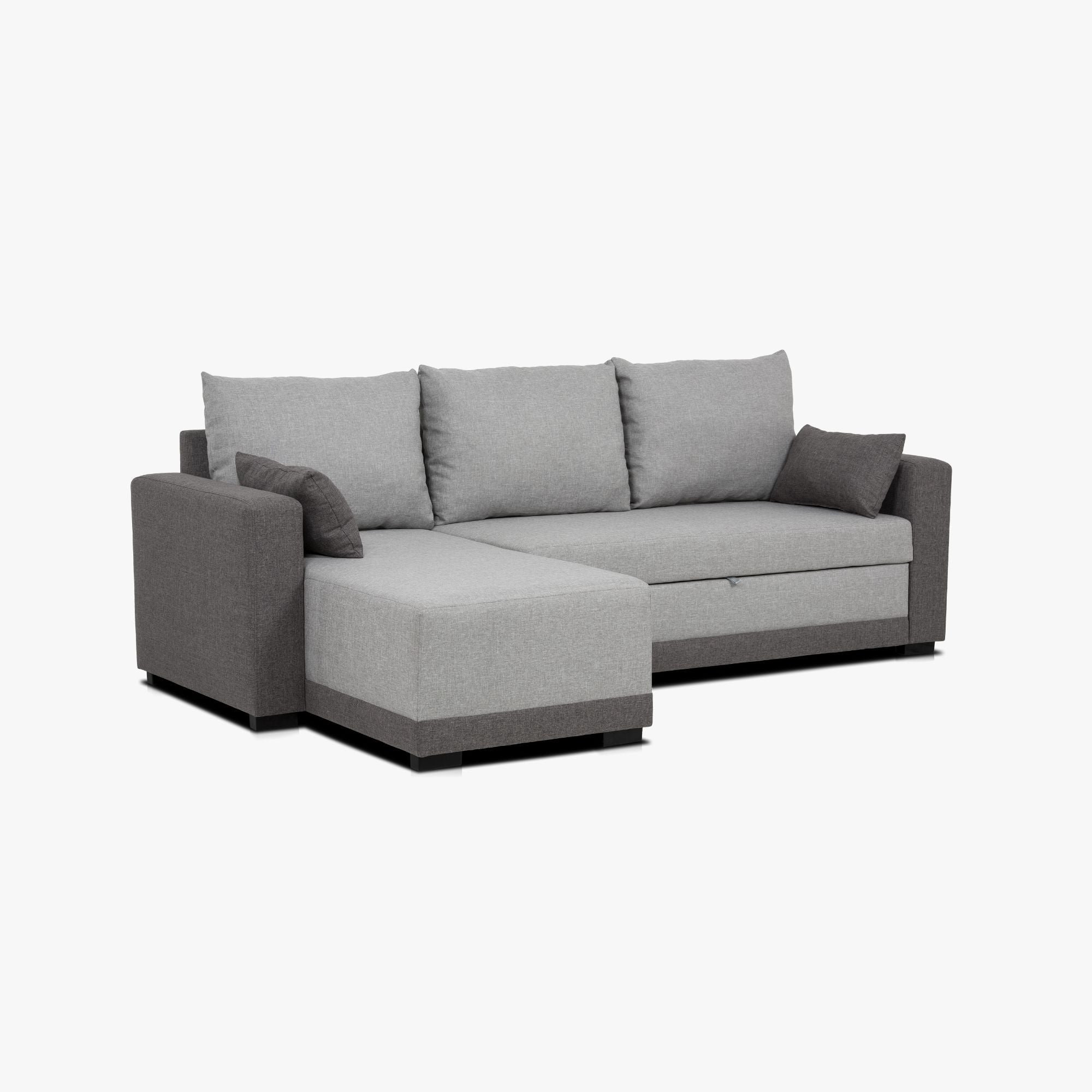 Sofá cama com chaise longue reversível bicolor LEAH - Gato Preto