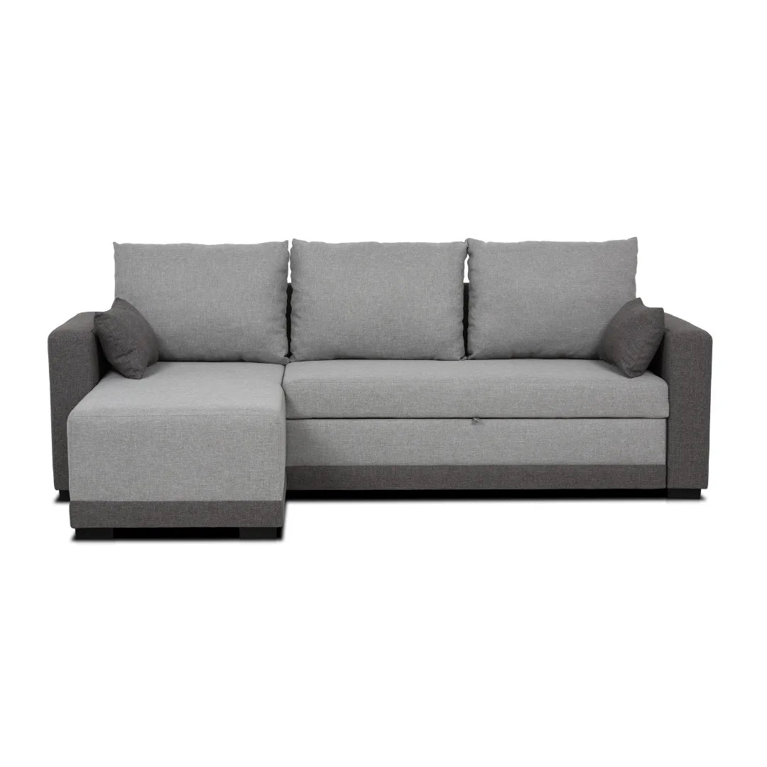 Sofá cama com chaise longue reversível bicolor LEAH - Gato Preto