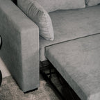 Sofá cama com chaise longue reversível cinza claro LEAH - Gato Preto