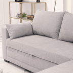 Sofá cama com chaise longue reversível cinza claro LEAH - Gato Preto