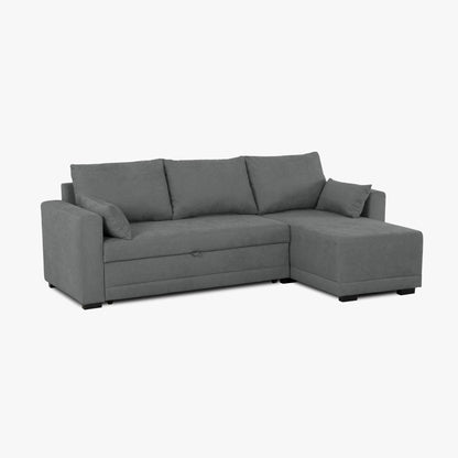 Sofá cama com chaise longue reversível cinza escuro LEAH - Gato Preto
