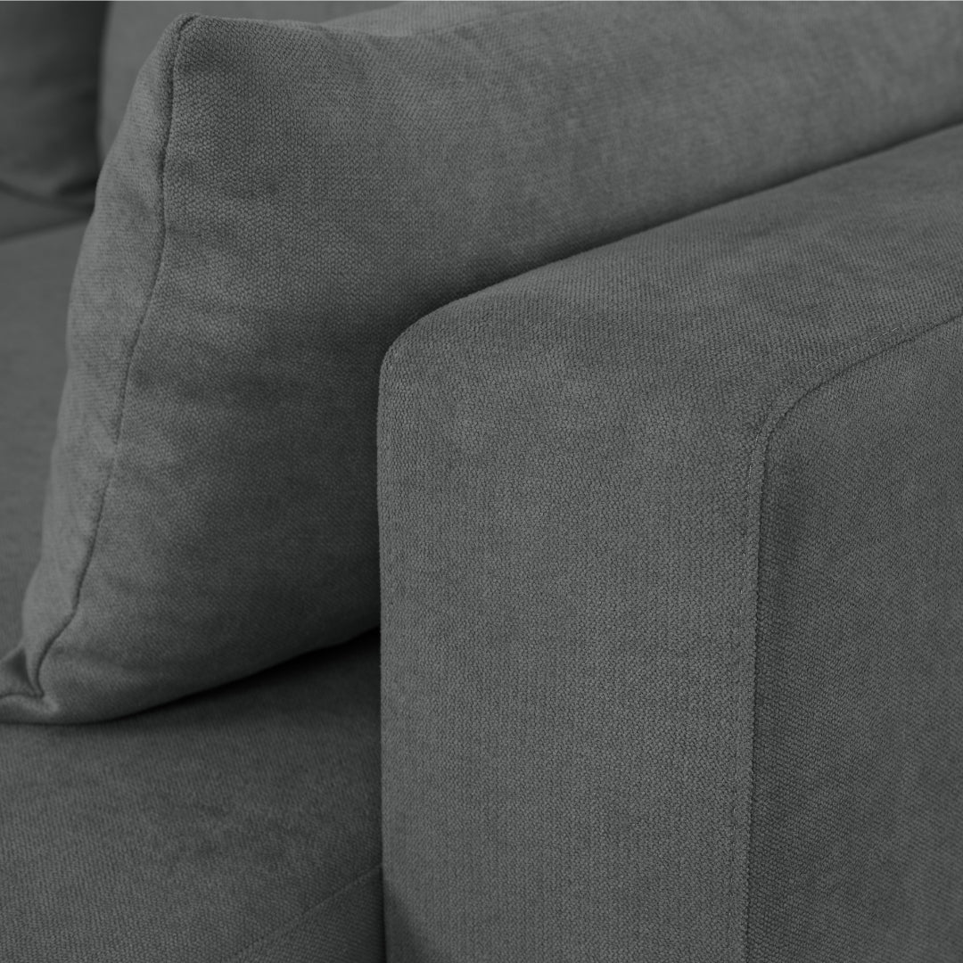 Sofá cama com chaise longue reversível cinza escuro LEAH - Gato Preto