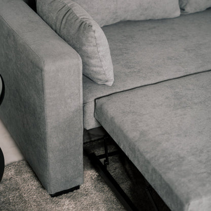 Sofá cama com chaise longue reversível cinza escuro LEAH - Gato Preto