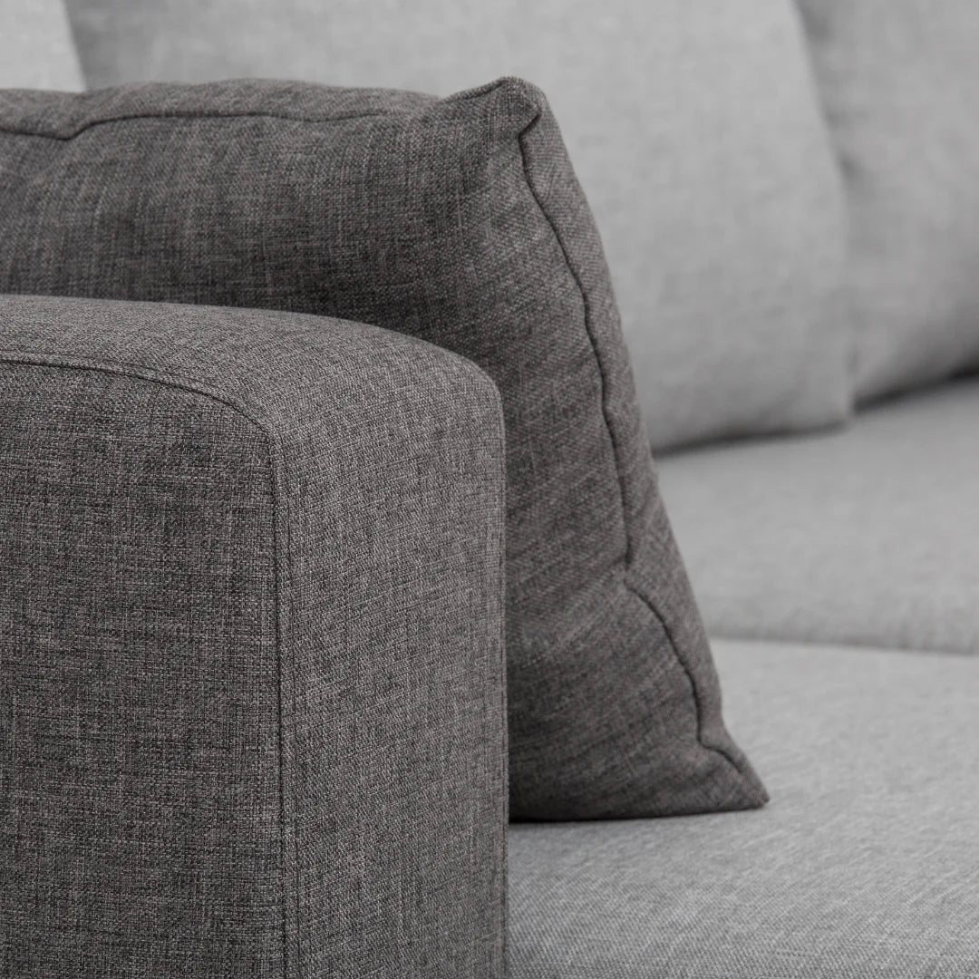 Sofá cama com chaise longue reversível cinza escuro LEAH - Gato Preto