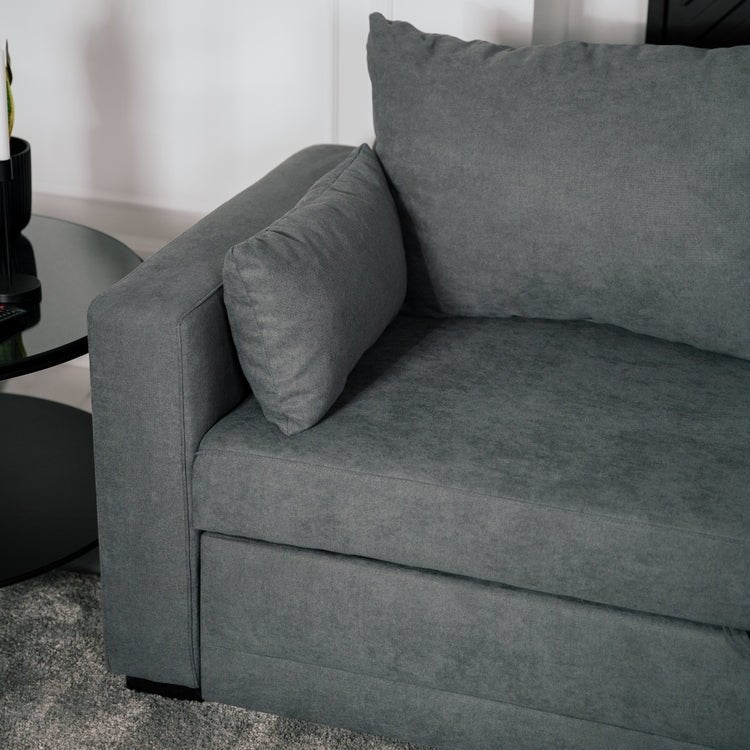 Sofá cama com chaise longue reversível cinza escuro LEAH - Gato Preto