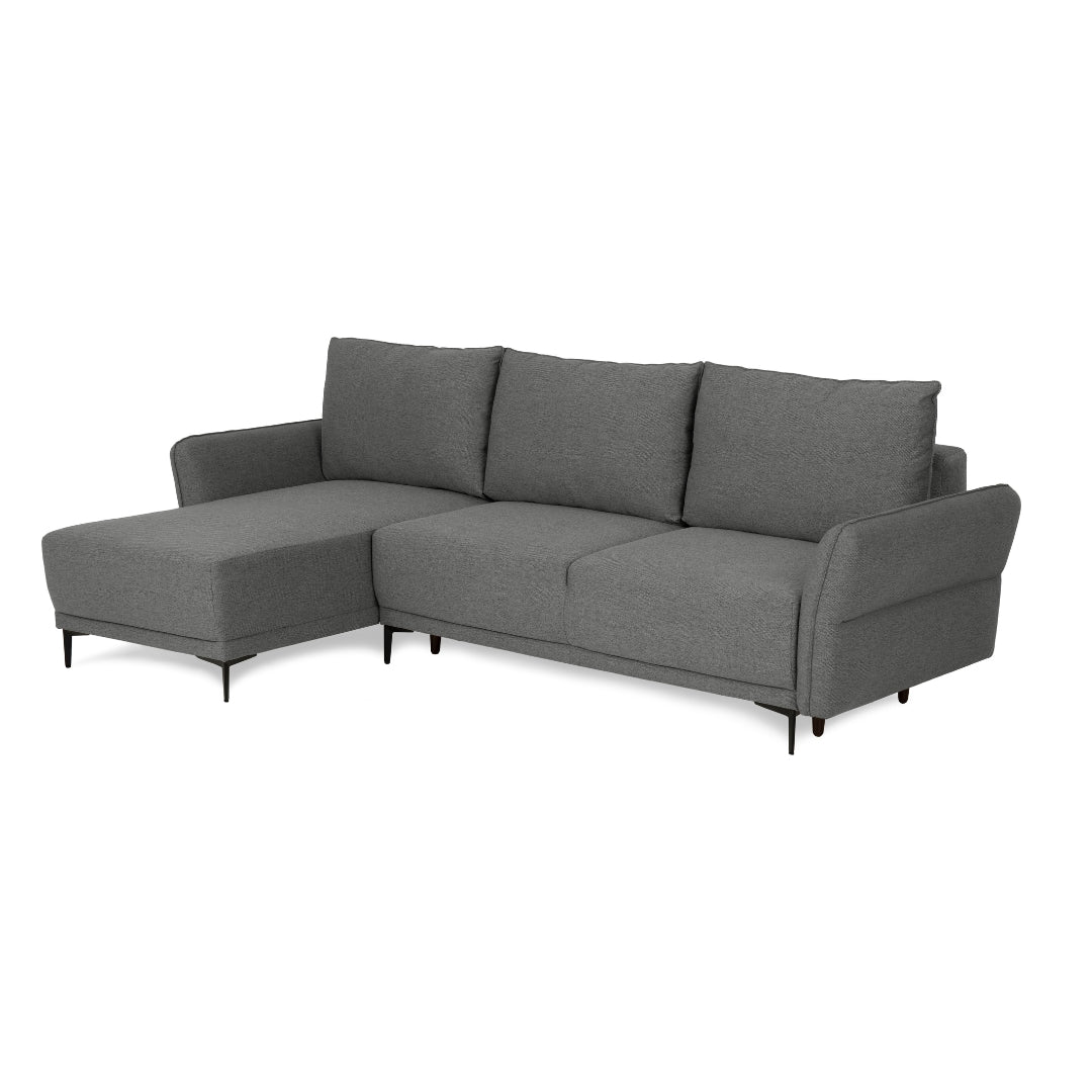 Sofá cama com chaise longue reversível cinza escuro TOBY - Gato Preto
