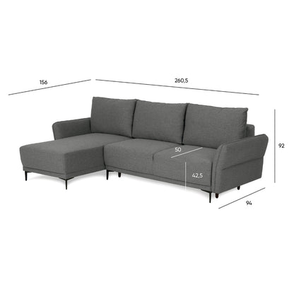 Sofá cama com chaise longue reversível cinza escuro TOBY - Gato Preto