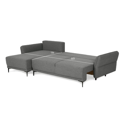 Sofá cama com chaise longue reversível cinza escuro TOBY - Gato Preto