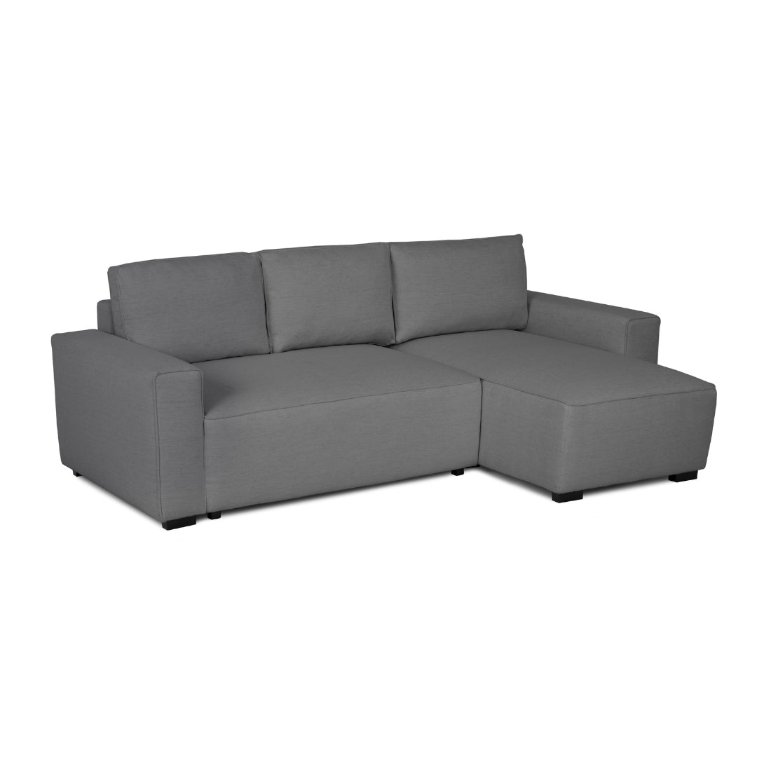Sofá cama com chaise longue reversível cinza JADE - Gato Preto