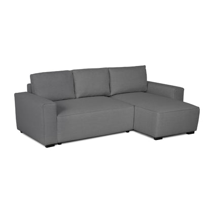 Sofá cama com chaise longue reversível cinza JADE - Gato Preto