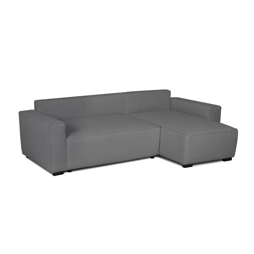 Sofá cama com chaise longue reversível cinza JADE - Gato Preto