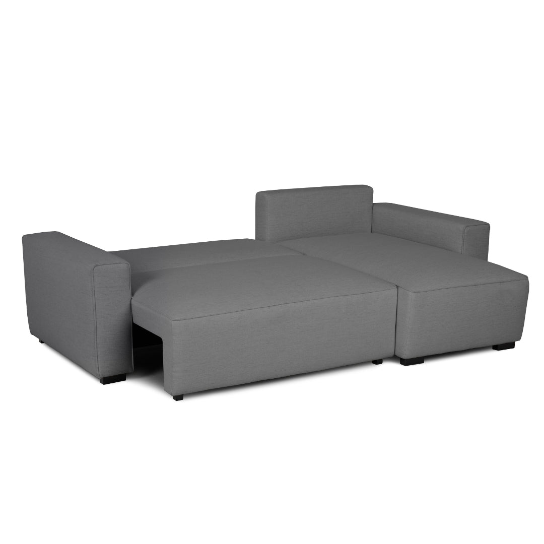 Sofá cama com chaise longue reversível cinza JADE - Gato Preto