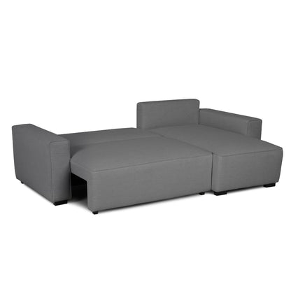 Sofá cama com chaise longue reversível cinza JADE - Gato Preto