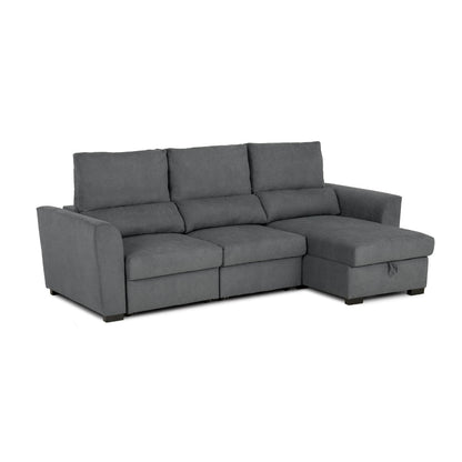 Sofá cama com chaise longue reversível cinza OLIVER - Gato Preto