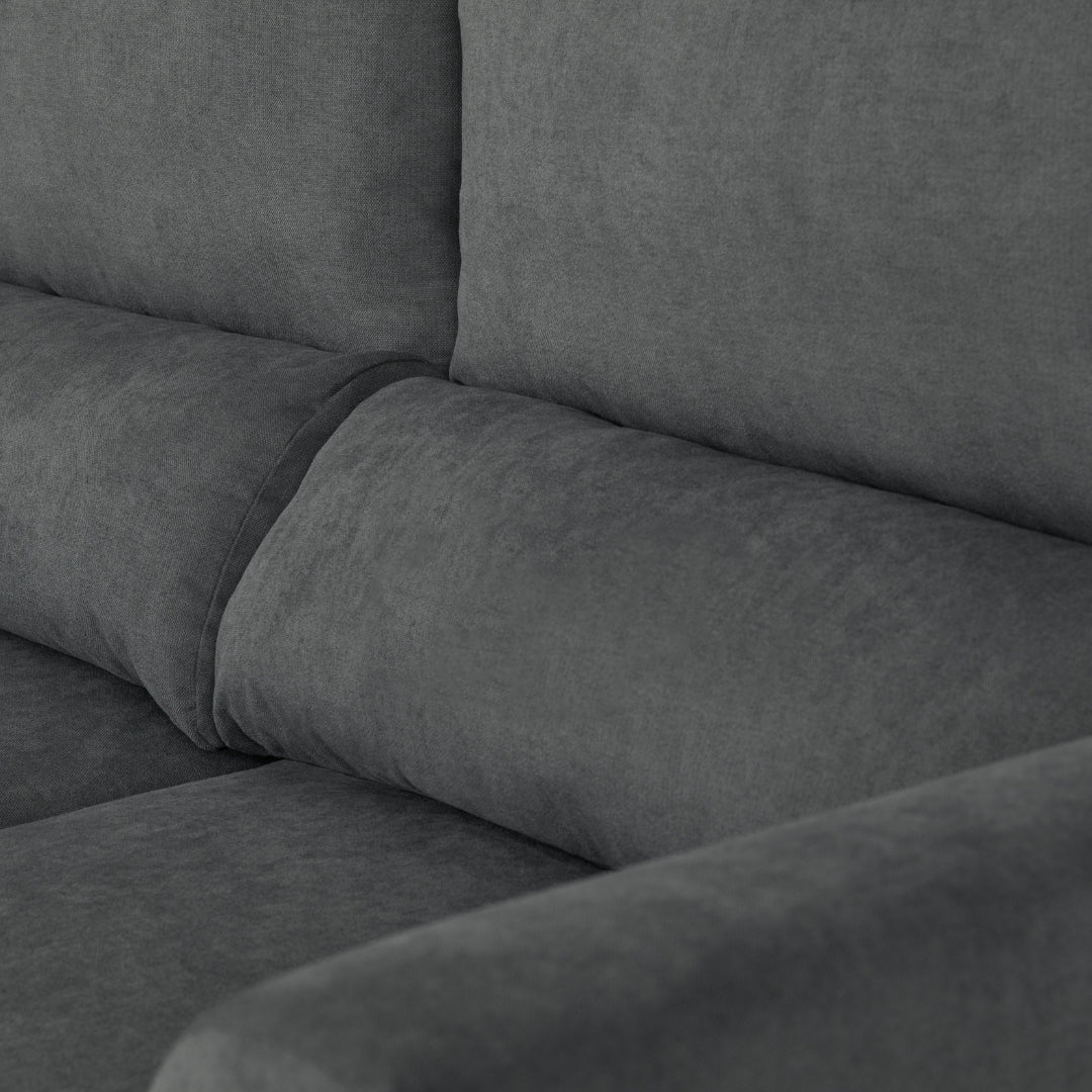 Sofá cama com chaise longue reversível cinza OLIVER - Gato Preto